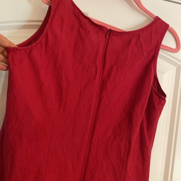 Spiegel 100% Linen (Flax) Cranberry Red long zippered tailored dress flaws pic 3 - Picture 10 of 15